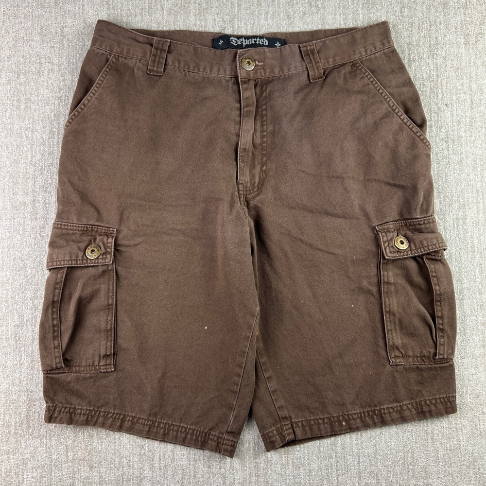 Y2K Departed Cargo Shorts Mens 34 Brown Gorpcore Workwear Y2K Emo Goth Grunge